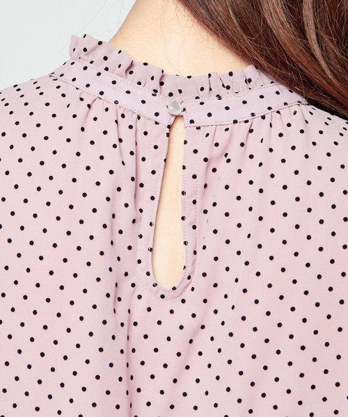 natural couture（ナチュラルクチュール）の「ドットフロッキーちびハイブラウス（シャツ/ブラウス・レディース・アイボリー/ピンク/ブラック・FREE）」の11枚目の写真