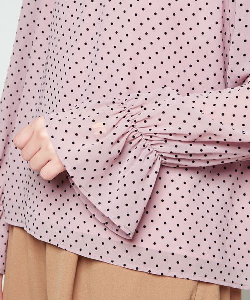 natural couture（ナチュラルクチュール）の「ドットフロッキーちびハイブラウス（シャツ/ブラウス・レディース・アイボリー/ピンク/ブラック・FREE）」の14枚目の写真