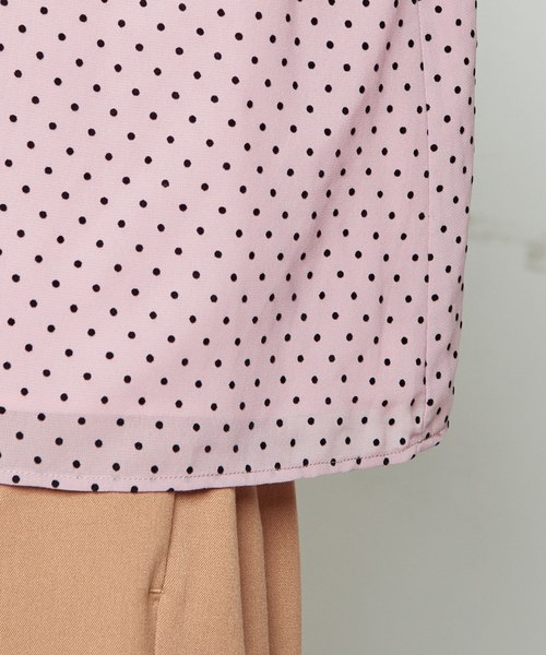 natural couture（ナチュラルクチュール）の「ドットフロッキーちびハイブラウス（シャツ/ブラウス・レディース・アイボリー/ピンク/ブラック・FREE）」の8枚目の写真