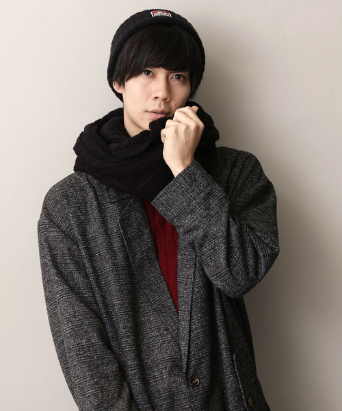 MONO-MART（モノマート）の「大判ロングアラン編みスヌード/モヘヤタッチカラースヌード（ストール/ショール・メンズ・ブラック/ベージュ/ネイビー/オフホワイト/ピンク/ブルー/杢グレー/ブラウン系その他/ワイン・FREE）」の3枚目の写真