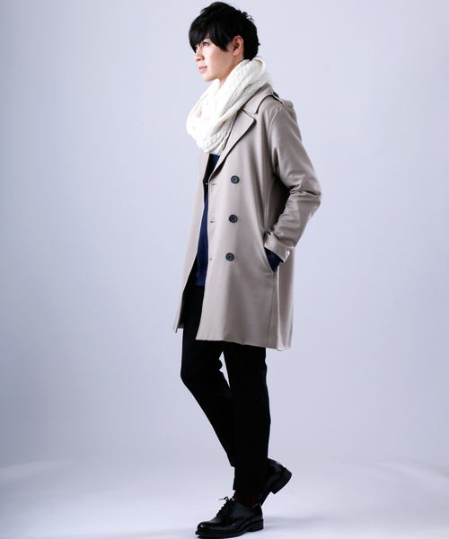 MONO-MART（モノマート）の「大判ロングアラン編みスヌード/モヘヤタッチカラースヌード（ストール/ショール・メンズ・ブラック/ベージュ/ネイビー/オフホワイト/ピンク/ブルー/杢グレー/ブラウン系その他/ワイン・FREE）」の10枚目の写真