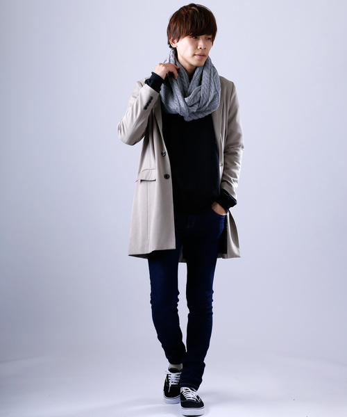 MONO-MART（モノマート）の「大判ロングアラン編みスヌード/モヘヤタッチカラースヌード（ストール/ショール・メンズ・ブラック/ベージュ/ネイビー/オフホワイト/ピンク/ブルー/杢グレー/ブラウン系その他/ワイン・FREE）」の18枚目の写真