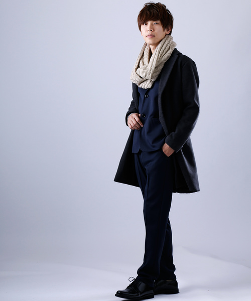 MONO-MART（モノマート）の「大判ロングアラン編みスヌード/モヘヤタッチカラースヌード（ストール/ショール・メンズ・ブラック/ベージュ/ネイビー/オフホワイト/ピンク/ブルー/杢グレー/ブラウン系その他/ワイン・FREE）」の20枚目の写真