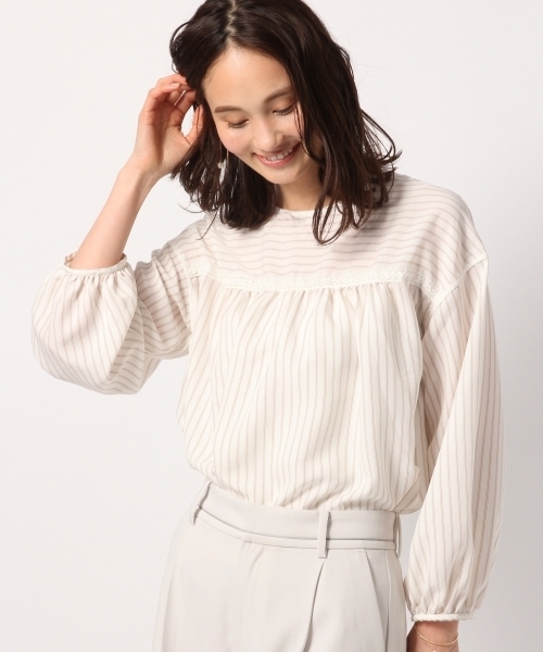 GLOBAL WORK(グローバルワーク)の「【DRESS】2WAYカタレースブラウス/778930(シャツ/ブラウス・レディース・ライトピンク/ホワイト/ベージュ・LARGE/MEDIUM)」の2枚目の写真