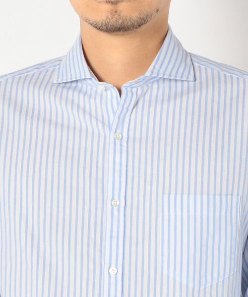 SHIPS(シップス)の「SHIPS: セミワイド レノクロス ストライプ シャツ(シャツ/ブラウス・メンズ・ライトブルー/ネイビー・SMALL/X-LARGE/MEDIUM/LARGE)」の8枚目の写真