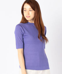 PrimaryNavyLabel:シルクリネンリブクルーネックプルオーバー