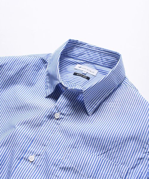 SHIPS JET BLUE（シップスジェットブルー）の「SHIPS JET BLUE: COOLMAX チェック&ストライプ レギュラーカラー七分袖シャツ◇（シャツ/ブラウス・メンズ・ブラック/ダークグレー/ブルー/ネイビー/ブルー系その他・SMALL/X-SMALL/LARGE/MEDIUM）」の8枚目の写真