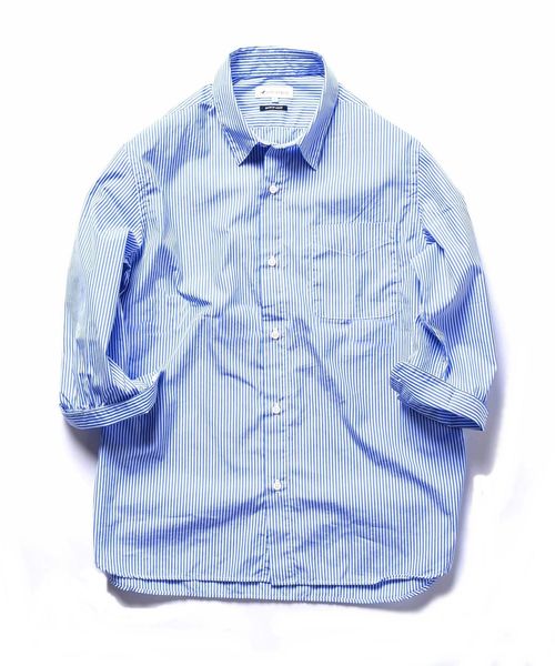 SHIPS JET BLUE（シップスジェットブルー）の「SHIPS JET BLUE: COOLMAX チェック&ストライプ レギュラーカラー七分袖シャツ◇（シャツ/ブラウス・メンズ・ブラック/ダークグレー/ブルー/ネイビー/ブルー系その他・SMALL/X-SMALL/LARGE/MEDIUM）」の22枚目の写真