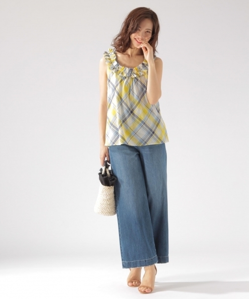 BAYFLOW（ベイフロー）の「BAYFLOW／チェックノースリーブブラウス 18SS（シャツ/ブラウス・レディース・ピンク/イエロー・MEDIUM/SMALL）」の6枚目の写真