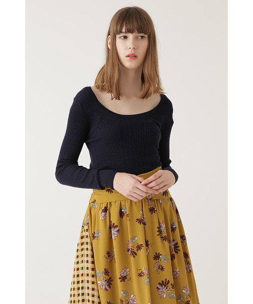 JILL STUART（ジルスチュアート）の「ベルリブニット（ニット/セーター・レディース・ホワイト/パープル/ブルー/ネイビー・FREE）」の3枚目の写真