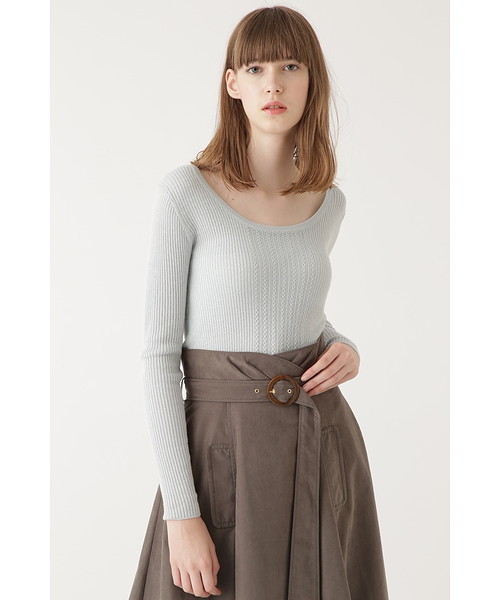 JILL STUART（ジルスチュアート）の「ベルリブニット（ニット/セーター・レディース・ホワイト/パープル/ブルー/ネイビー・FREE）」の4枚目の写真