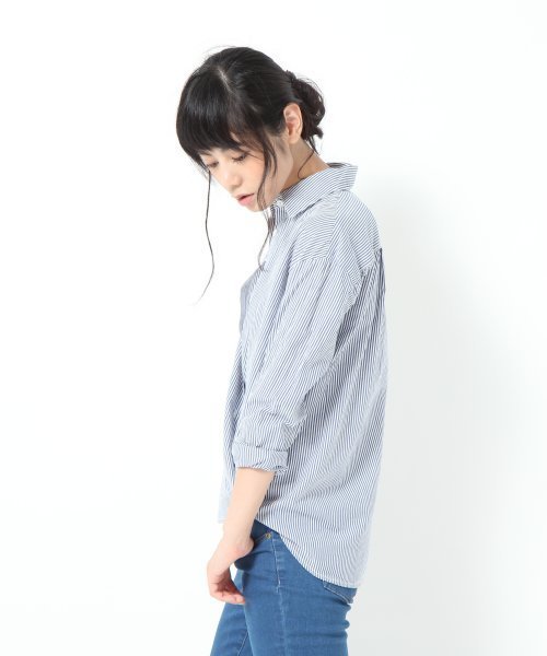 GLOBAL WORK（グローバルワーク）の「【GLOBALWORK】カシュクールシャツ長袖/529133（シャツ/ブラウス・レディース・ホワイト/ネイビー/ブルー・SMALL/MEDIUM/LARGE）」の4枚目の写真