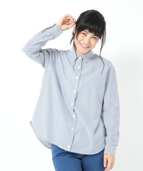GLOBAL WORK（グローバルワーク）の「【GLOBALWORK】カシュクールシャツ長袖/529133（シャツ/ブラウス・レディース・ホワイト/ネイビー/ブルー・SMALL/MEDIUM/LARGE）」の6枚目の写真