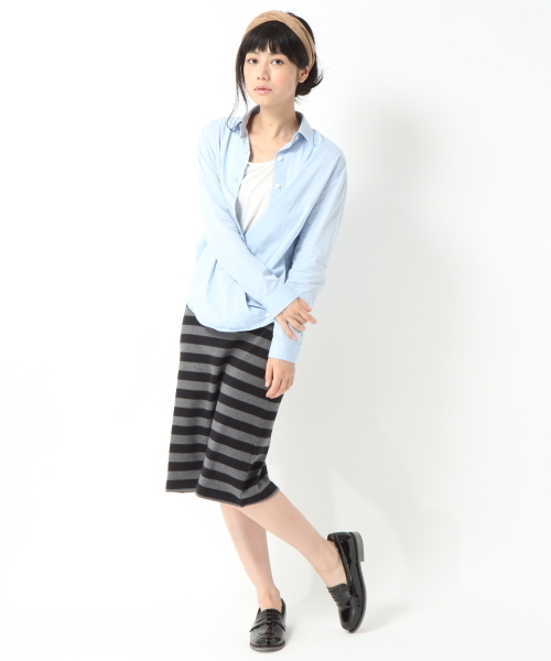 GLOBAL WORK（グローバルワーク）の「【GLOBALWORK】カシュクールシャツ長袖/529133（シャツ/ブラウス・レディース・ホワイト/ネイビー/ブルー・SMALL/MEDIUM/LARGE）」の12枚目の写真