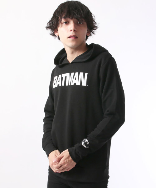 SHISKY(シスキー)の「BATMAN パイル起毛 ロゴパーカー(パーカー・メンズ・チャコール/杢グレー/ブラック・M/L)」の1枚目の写真