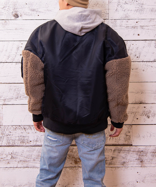 #Re:room（リルーム）の「ボアスウィッチングビッグMA-1（MA-1・メンズ・ブラック/グレー/カーキ・SMALL/MEDIUM）」の4枚目の写真