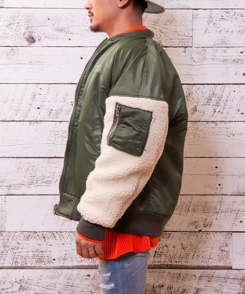 #Re:room（リルーム）の「ボアスウィッチングビッグMA-1（MA-1・メンズ・ブラック/グレー/カーキ・SMALL/MEDIUM）」の5枚目の写真