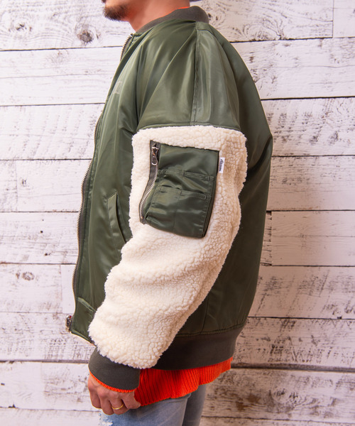 #Re:room（リルーム）の「ボアスウィッチングビッグMA-1（MA-1・メンズ・ブラック/グレー/カーキ・SMALL/MEDIUM）」の9枚目の写真