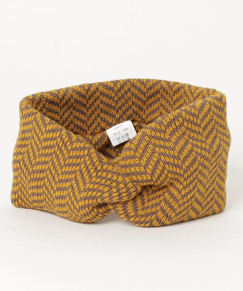チャイハネ（チャイハネ）の「【チャイハネ】ジオメ柄ニットヘアバンド（ヘアバンド・レディース・ブラック/レッド/イエロー・FREE）」の3枚目の写真