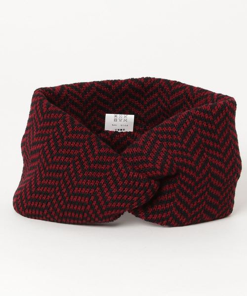 チャイハネ（チャイハネ）の「【チャイハネ】ジオメ柄ニットヘアバンド（ヘアバンド・レディース・ブラック/レッド/イエロー・FREE）」の5枚目の写真