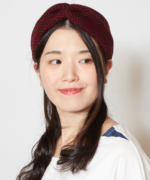 チャイハネ（チャイハネ）の「【チャイハネ】ジオメ柄ニットヘアバンド（ヘアバンド・レディース・ブラック/レッド/イエロー・FREE）」の7枚目の写真