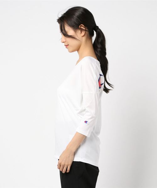 Champion（チャンピオン）の「【Champion/チャンピオン】レディース C VAPOR アクティブスタイル 4/5スリーブ【8分袖】Tシャツ（Tシャツ/カットソー・レディース・ミント/バイオレット/ブラック/フレッシュイエロー/ネイビー/ホワイト/チャコール/オレンジ系その他・LARGE/MEDIUM）」の11枚目の写真