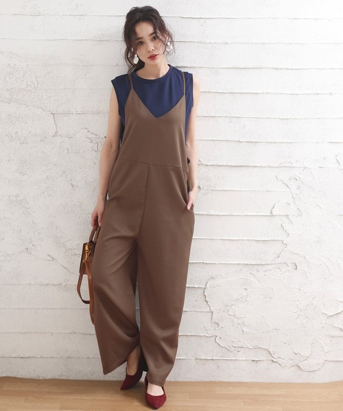 Girly Doll（ガーリードール）の「キャミサロペット キャミワンピース オールインワン ロング丈（ワンピース・レディース・ブラック/ベージュ/グレー/カーキ/ブラック系その他/グレー系その他/ベージュ系その他/グリーン系その他/ネイビー/キャメル/イエロー系その他/ブルー系その他/グリーン系その他2/グリーン系その他3/ブルー系その他2/ブラウン系その他/モカ/ダークネイビー/ブラウン系その他2/ブラウン系その他3/ベージュ系その他2/ベージュ系その他3・FREE）」の7枚目の写真