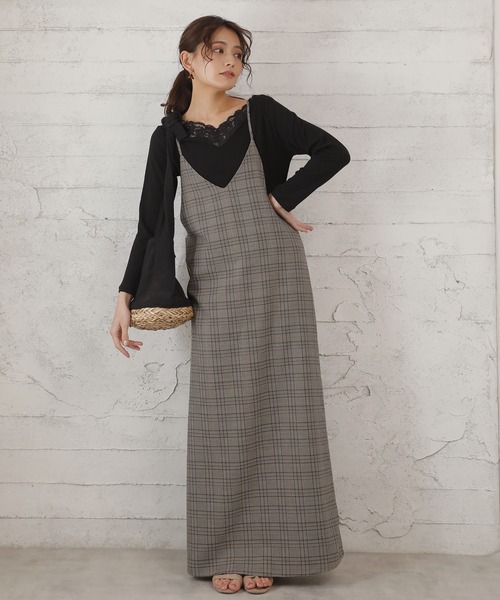 Girly Doll（ガーリードール）の「キャミサロペット キャミワンピース オールインワン ロング丈（ワンピース・レディース・ブラック/ベージュ/グレー/カーキ/ブラック系その他/グレー系その他/ベージュ系その他/グリーン系その他/ネイビー/キャメル/イエロー系その他/ブルー系その他/グリーン系その他2/グリーン系その他3/ブルー系その他2/ブラウン系その他/モカ/ダークネイビー/ブラウン系その他2/ブラウン系その他3/ベージュ系その他2/ベージュ系その他3・FREE）」の8枚目の写真