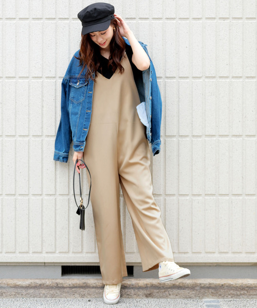 キャミサロペット キャミワンピース オールインワン ロング丈