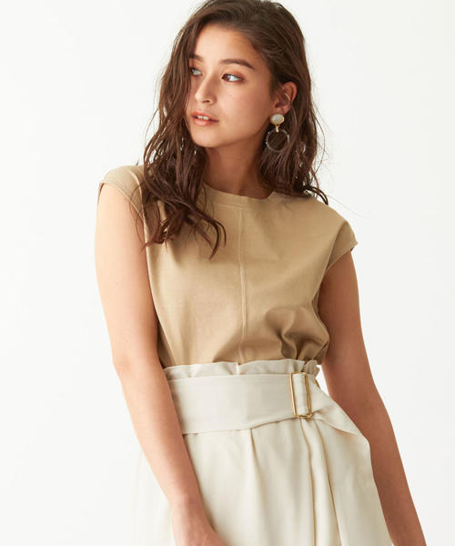 EMMEL REFINES（エメルリファインズ）の「SMF 配色ステッチ クルーネックプルオーバー（タンクトップ・レディース・ホワイト/ベージュ/ネイビー・FREE）」の2枚目の写真