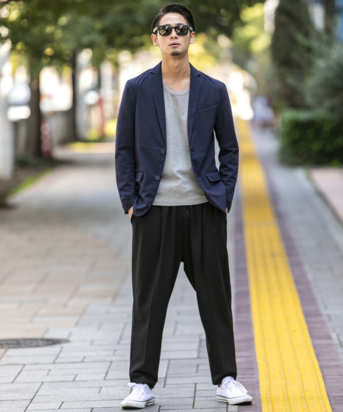 A.S.M（エーエスエム）の「梨地 ジャージ ストレッチ イージー ワイドパンツ（その他パンツ・メンズ・ネイビー/ベージュ/ブラック・48/50/52）」の22枚目の写真