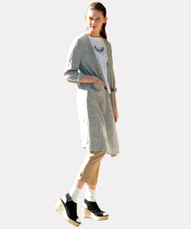 CIAOPANIC | 【Ciaopanic】　綿麻混ノーカラーロングコート(ノーカラージャケット)