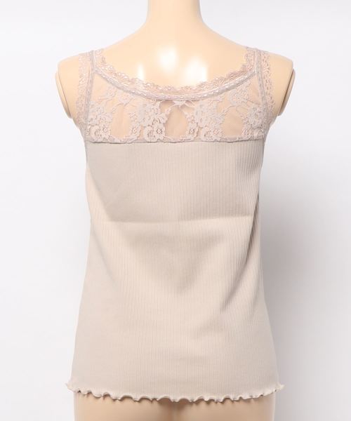 natural couture（ナチュラルクチュール）の「バックネックレースタンク（キャミソール・レディース・ブラック/オフホワイト/ピンクベージュ/グレイッシュベージュ・FREE）」の10枚目の写真