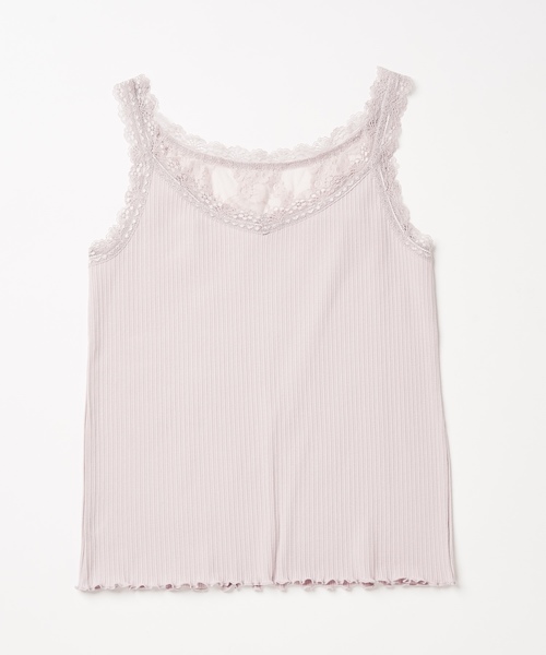 natural couture（ナチュラルクチュール）の「バックネックレースタンク（キャミソール・レディース・ブラック/オフホワイト/ピンクベージュ/グレイッシュベージュ・FREE）」の4枚目の写真