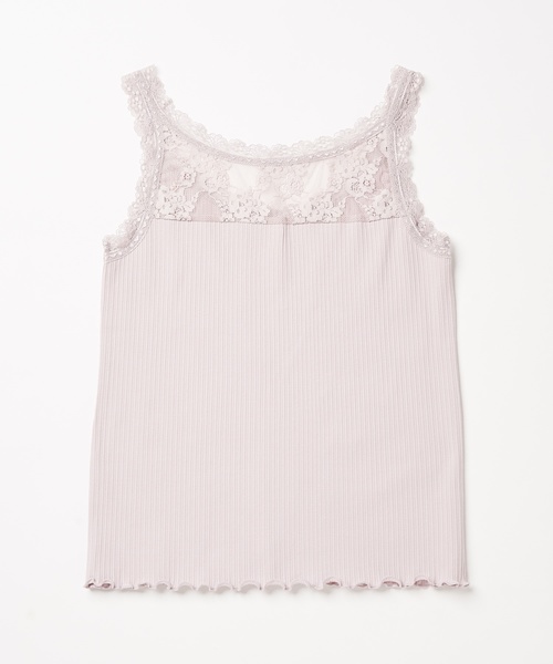 natural couture（ナチュラルクチュール）の「バックネックレースタンク（キャミソール・レディース・ブラック/オフホワイト/ピンクベージュ/グレイッシュベージュ・FREE）」の12枚目の写真