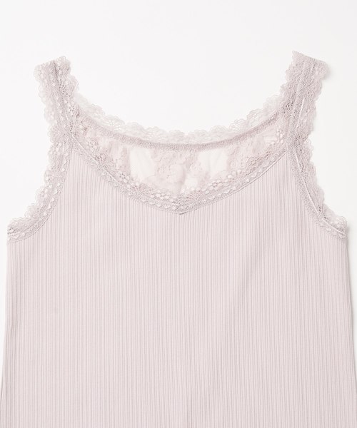 natural couture（ナチュラルクチュール）の「バックネックレースタンク（キャミソール・レディース・ブラック/オフホワイト/ピンクベージュ/グレイッシュベージュ・FREE）」の8枚目の写真