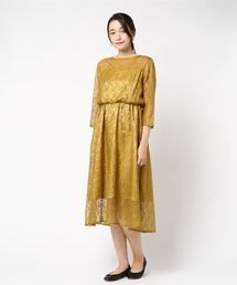 花柄レース切り替えロングワンピース/結婚式・成人式・謝恩会ワンピース・パーティードレス