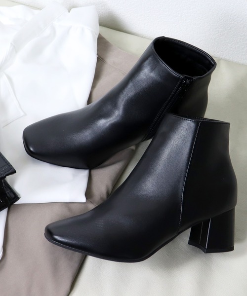 LibertyDoll（リバティードール）の「Libety Doll / 6cm スクエアトゥ サイドジップブーツ(9022)（ブーツ・レディース・ブラック/ダークブラウン/ブラック系その他/アイボリー/シルバー・LL/S/M/L）」の2枚目の写真