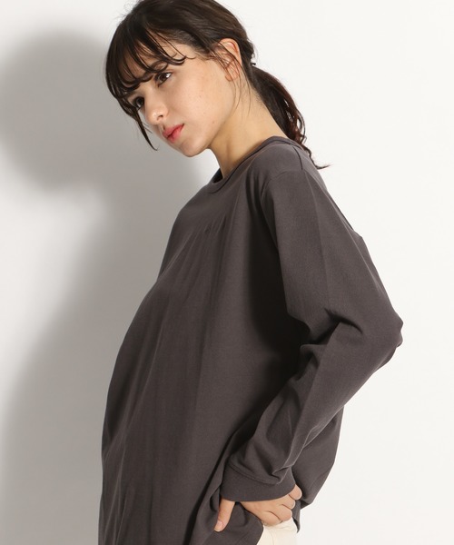 niko and...(ニコアンド)の「USAコットンビッグロンT(Tシャツ/カットソー・レディース・ホワイト/ベージュ/イエロー/オレンジ/グリーン/チャコール・MEDIUM/LARGE)」の3枚目の写真