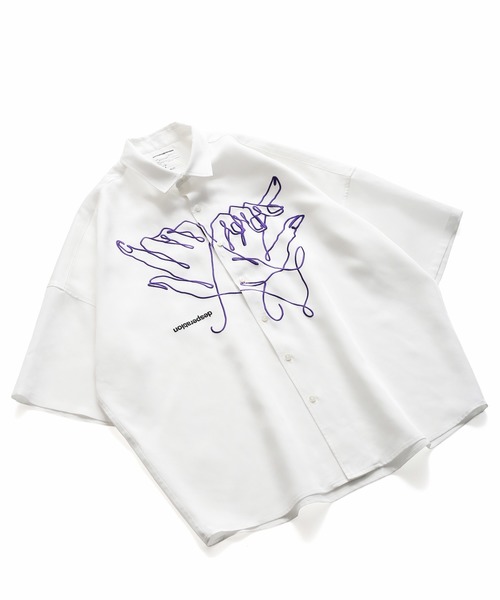 SHAREEF（シャリーフ）の「"HAND" S/S BIG SHIRTS（シャツ/ブラウス・メンズ・ネイビー/ブラック/ホワイト・1/2/3）」の4枚目の写真