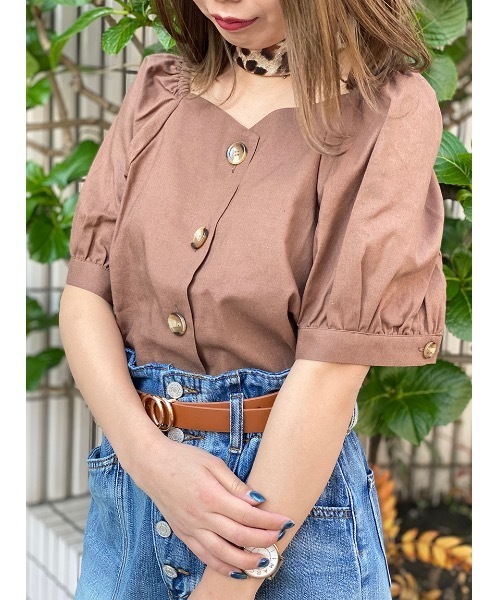 one way（ワンウェイ）の「フロントボリュームスリーブブラウス（シャツ/ブラウス・レディース・ホワイト/パープル/ライトブラウン/ライトグリーン・FREE）」の3枚目の写真