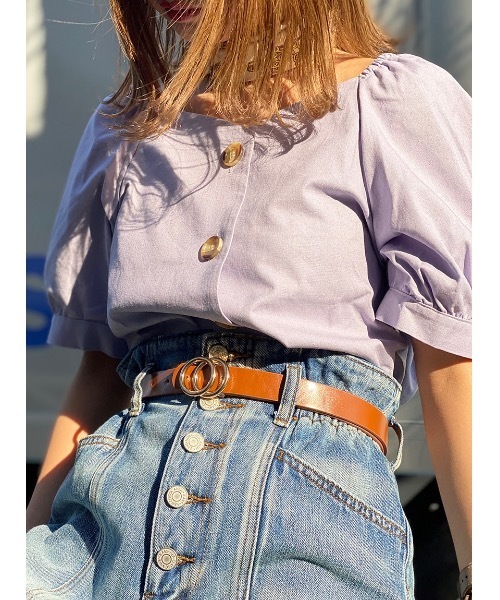 one way（ワンウェイ）の「フロントボリュームスリーブブラウス（シャツ/ブラウス・レディース・ホワイト/パープル/ライトブラウン/ライトグリーン・FREE）」の8枚目の写真