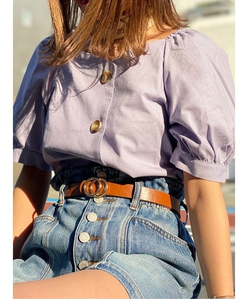 one way（ワンウェイ）の「フロントボリュームスリーブブラウス（シャツ/ブラウス・レディース・ホワイト/パープル/ライトブラウン/ライトグリーン・FREE）」の11枚目の写真