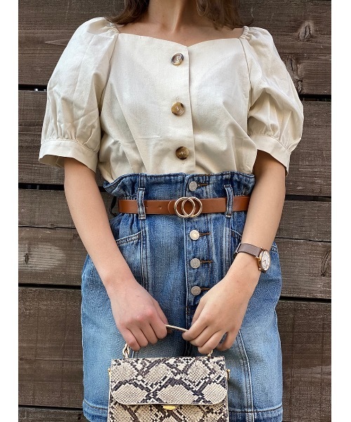 one way（ワンウェイ）の「フロントボリュームスリーブブラウス（シャツ/ブラウス・レディース・ホワイト/パープル/ライトブラウン/ライトグリーン・FREE）」の7枚目の写真