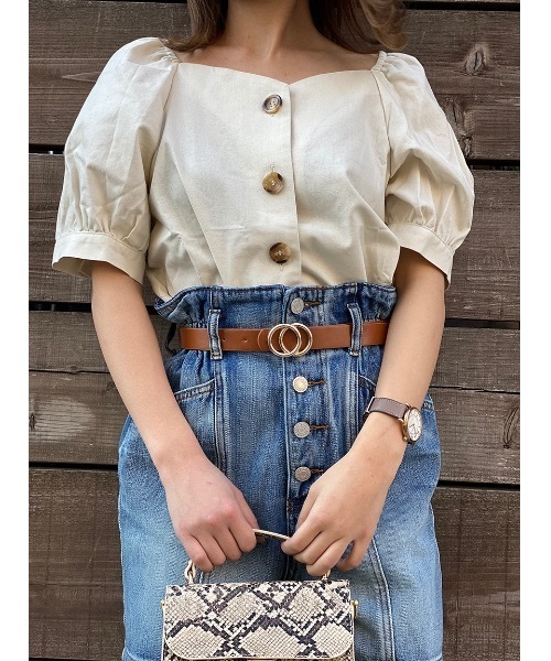 one way（ワンウェイ）の「フロントボリュームスリーブブラウス（シャツ/ブラウス・レディース・ホワイト/パープル/ライトブラウン/ライトグリーン・FREE）」の6枚目の写真