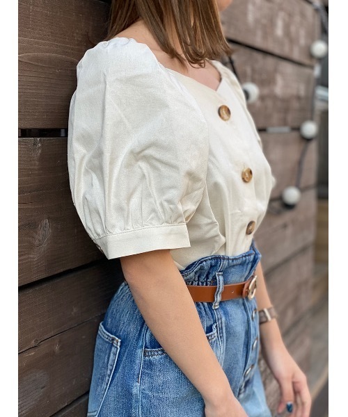 one way（ワンウェイ）の「フロントボリュームスリーブブラウス（シャツ/ブラウス・レディース・ホワイト/パープル/ライトブラウン/ライトグリーン・FREE）」の13枚目の写真