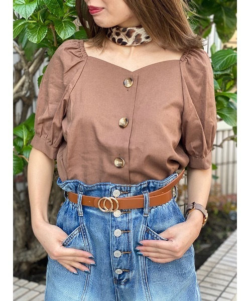 one way（ワンウェイ）の「フロントボリュームスリーブブラウス（シャツ/ブラウス・レディース・ホワイト/パープル/ライトブラウン/ライトグリーン・FREE）」の12枚目の写真