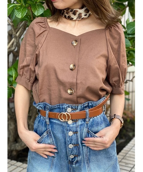 one way（ワンウェイ）の「フロントボリュームスリーブブラウス（シャツ/ブラウス・レディース・ホワイト/パープル/ライトブラウン/ライトグリーン・FREE）」の10枚目の写真