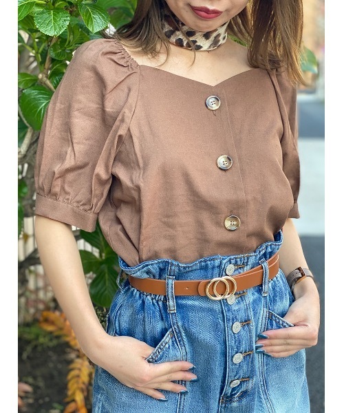 one way（ワンウェイ）の「フロントボリュームスリーブブラウス（シャツ/ブラウス・レディース・ホワイト/パープル/ライトブラウン/ライトグリーン・FREE）」の9枚目の写真