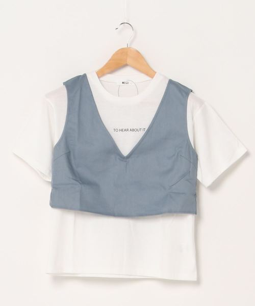 WEGO(ウィゴー)の「WEGO/【2点セット】チノビスチェセットTシャツ(ベスト・レディース・ブルー/ベージュ・FREE)」の13枚目の写真